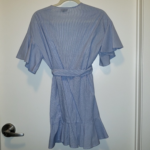 Topshop Poplin Stripe Wrap Dress sz 4 - Picture 5 of 6